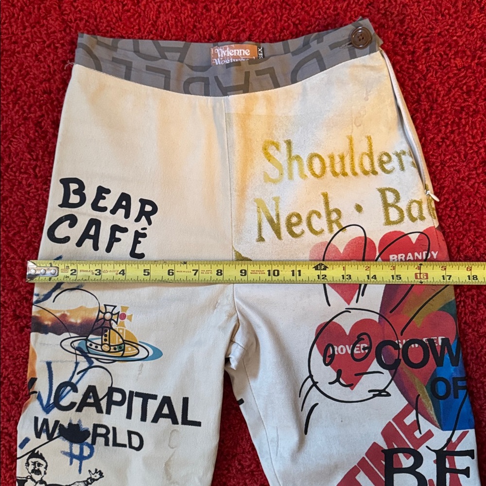 Vivienne Westwood GOLD LABEL LEATHER STRETCH PANTS MEANINGLESS PRINT 2015 - Picture 8 of 16
